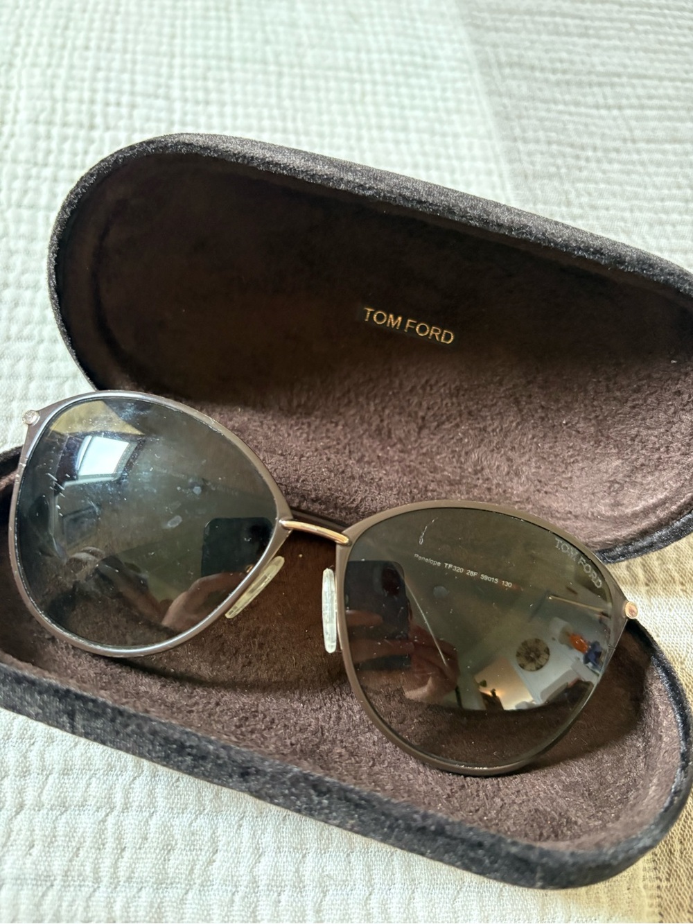 Tom Ford Gold-Tone Frame Sunglasses with Brown Lenses